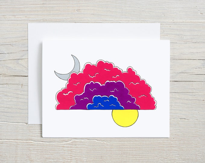 Pink Purple Blue Fluffy Clouds Note Card