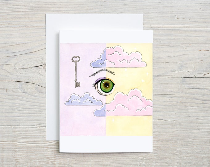 Eye Key Clouds Note Card