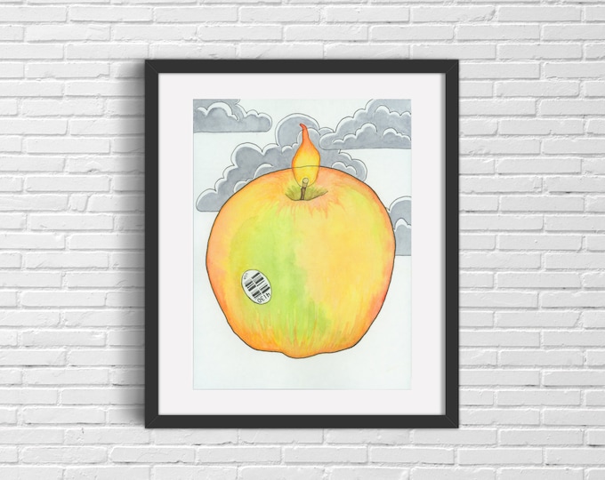 Flaming Apple Art Print | Wall Art