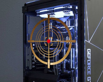 TARGET - Gold Adhesive Sticker/Decal for GAMERS, transparent tuning PC tower Computer Strong central unit