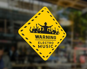 WARNING SIGN Sticker Decal PVC Electro Music