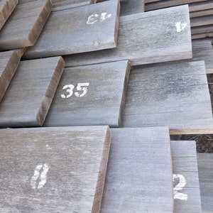 Reclaimed Notre Dame Stadium boards. Gray patina. Solid Redwood.