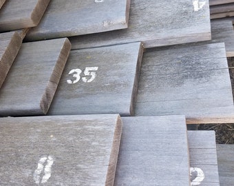 Reclaimed Notre Dame Stadium boards. Gray patina. Solid Redwood.