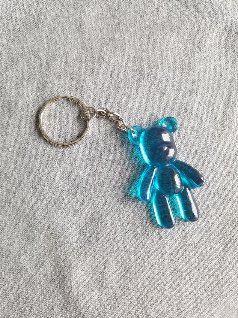 blue teddy bear keychain