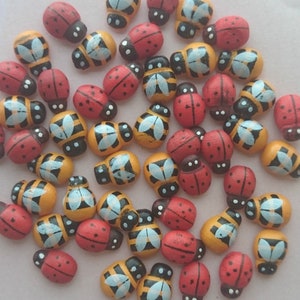 Mixed wooden Bumblebee and Ladybug/Ladybird embellishment