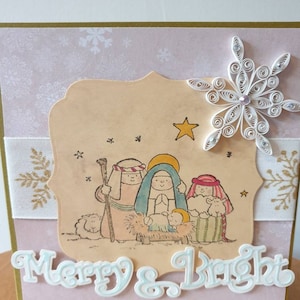 Cartolina di Natale con presepe quilling fatta a mano