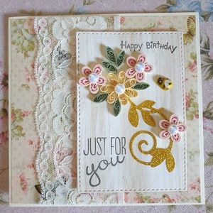 Shabby Chic handgemachte schöne Quilling Grußkarte