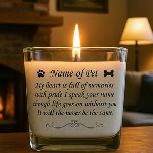 Custom Pet Loss Candle 11oz Soy Candle with Photo  Dog or Cat Memorial Gift  Sympathy Candle for Pet Owners | Personalized Sympathy Gift