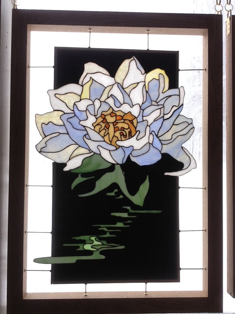 Water Lily Stained Glass Art Piece Etsy