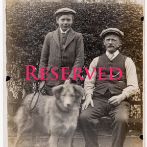 RESERVIERT FÜR RACHEL Vintage Hundefoto 'Happy Trio' Collie Hund, Menschen und Haustiere, Hunde, Hundepostkarte, Opa Rauchpfeife, Hunde Rppc