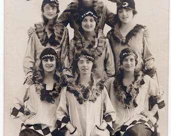 Vintage Postkarte, Foto der Tanzgruppe, Theater Rppc,