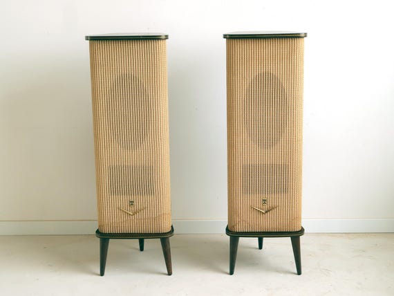 Vintage GRUNDIG Hi-fi Raumklangbox IV Stereo Mate 4 Speakers 50s