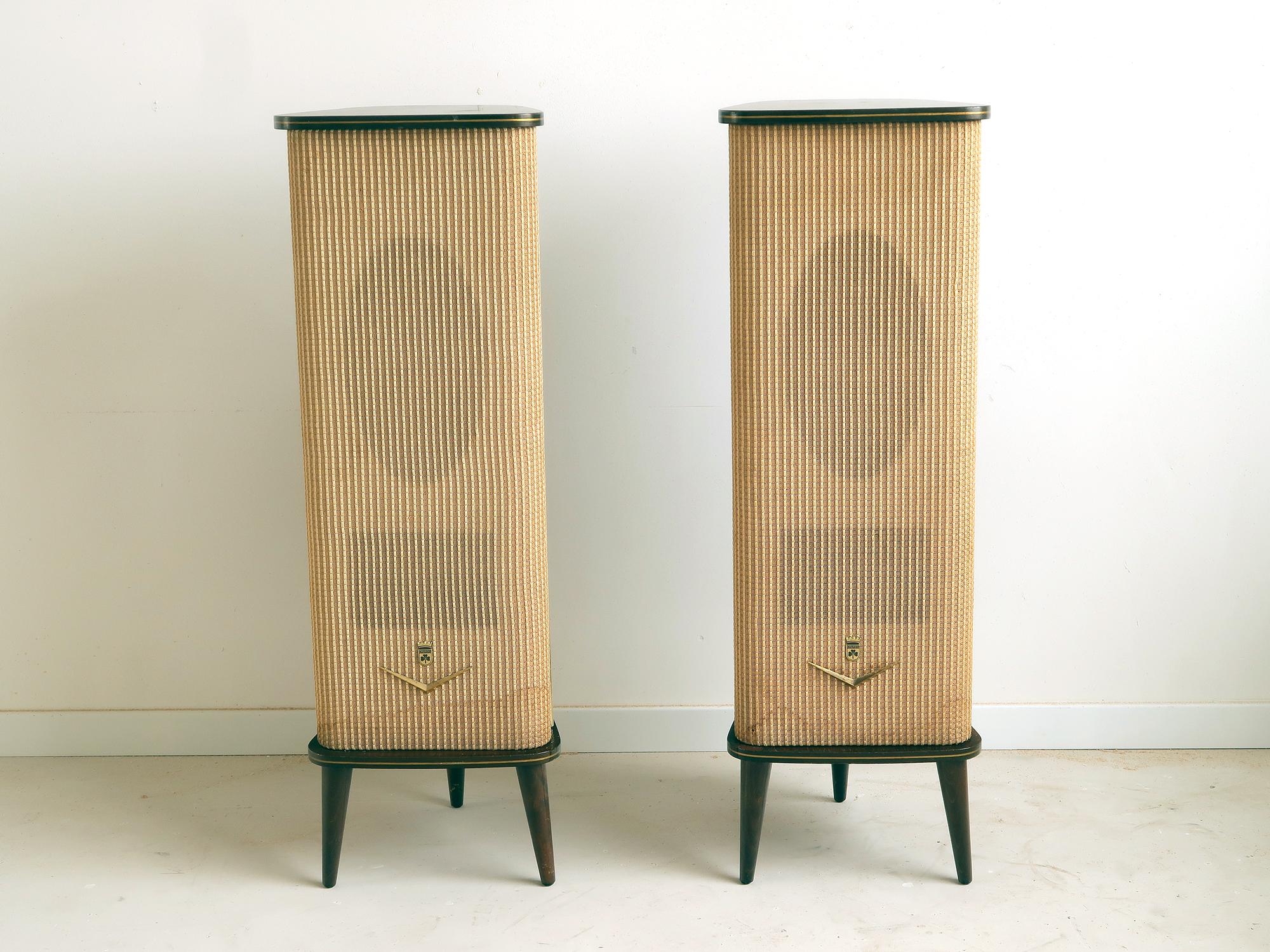 Vintage GRUNDIG Hi-fi Raumklangbox IV Stereo Mate 4 Speakers 50s