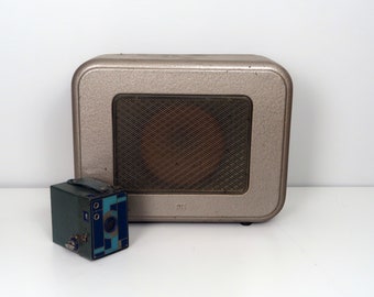 Enceinte industrielle vintage PTT, design industriel, distribution radio néerlandaise