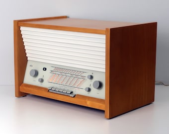 Radio à tube BRAUN G11-61 avec 3 haut-parleurs Bluetooth ajoutés par Dieter Rams & Gugelot Tischsuper G11/61 Canaux = RC61 A