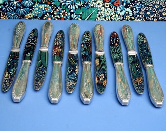 Set of 10 Vintage French Silver plated and  Stainless Steel Knives 15G REX