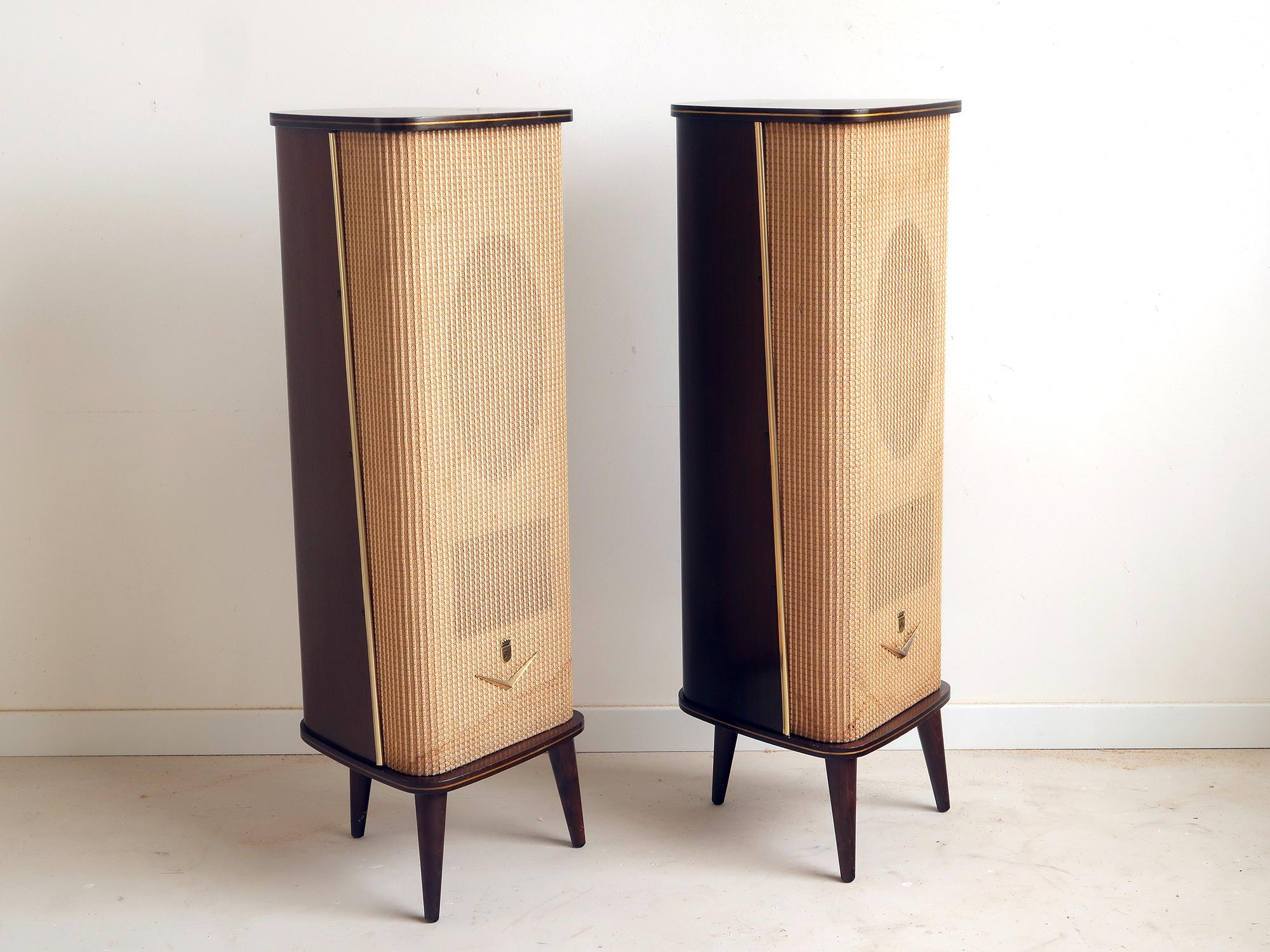 Vintage GRUNDIG Hi-fi Raumklangbox IV Stereo Mate 4 Speakers 50s