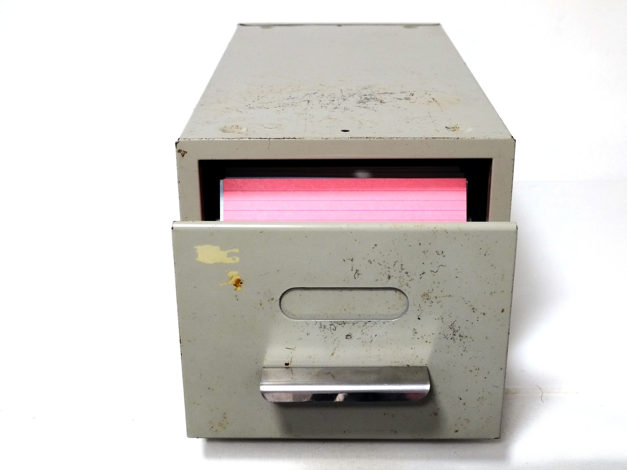 Vintage Metal NVF Index Card Drawer, File Dutch Postal