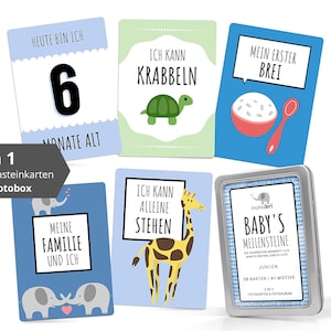 41 Baby Meilensteinkarten "Mein 1. Lebensjahr" für Jungen | Blue Milestone cards | Blaue Meilensteine Baby | Geschenk Geburt | Babyparty