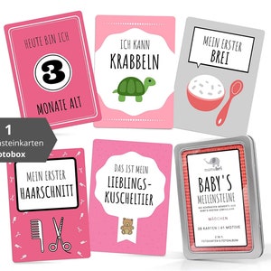 41 Baby Meilensteinkarten "Mein 1. Lebensjahr" für Mädchen | Pink Milestone cards | Rosa Meilensteine Baby | Geschenk Geburt | Babyparty