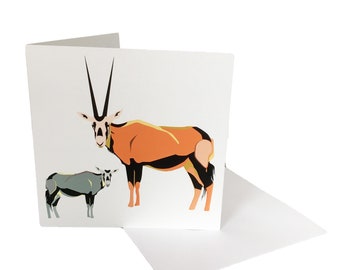 Oryx & Calf Greetings Card,  Mother's Day Card, Father's Day card, New Baby Card, Parent and child, Blank inside for own message