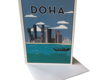 Landmarks of Doha, Qatar Greetings Cards