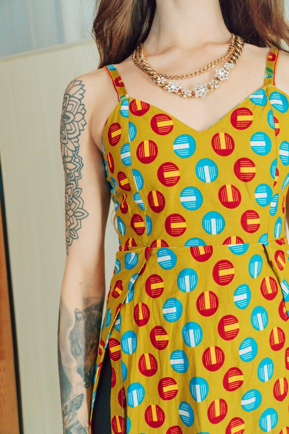 Unique deep split boho maxi dress / Spaghetti str… - image 8