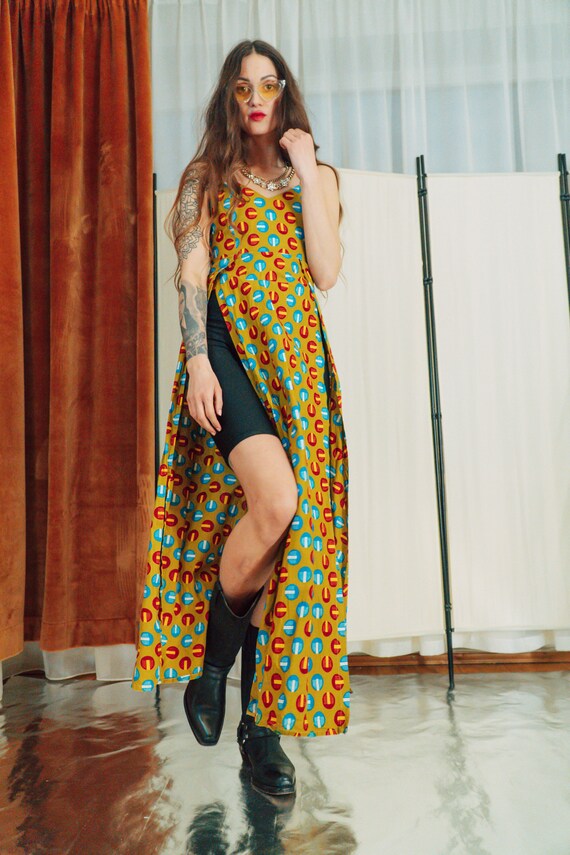 Unique deep split boho maxi dress / Spaghetti str… - image 5