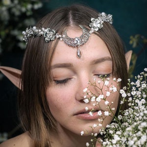 Elven circlet Wedding headpiece Woodland elf tiara Elven crown tiara Bridal headpiece Midnight Forest Nymph Celestial crown Flower crown