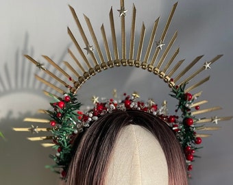 Christmas Headband, Star halo crown, Christmas Party Crown, Celestial Birthday crown, Double Halo Headlights, Xmas crown, Merry Christmas