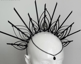 Gothic halo crown, Dark fairy headpiece, Forest witch tiara, Dragon crown, Gothic wedding headpiece, Snake crown, Medusa headpiece