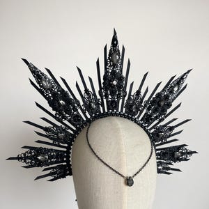 Black halo crown, Gothic wedding crown, Evil queen crown, Vampire headpiece, Witch headpiece, Man crown, Birthday headband, Dark headpiece