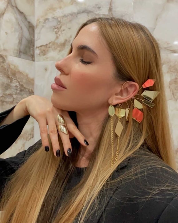 Gold Ear Cuff Dragon Ear Cuff No Piercing Plexiglass Ear Etsy