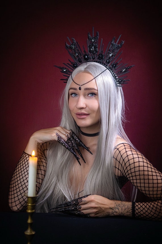 Black Crown, Evil Queen Headpiece, Vampire Crown, Gothic  display picture 2