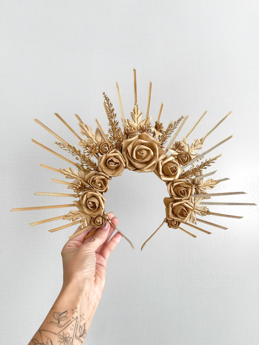 Tangerine Crystal Sunburst Headband - Women Accessories Amazon.com: woxafo 2PCS Halo Crown, Sun Crown HeadBand with  main image 4