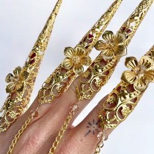 Gold finger claws Armor rings Fairy Gothic cosplay bracelet Sugar skull Nails Jewellery Halloween Filigree Jewellery Virgo Zodiac image 4