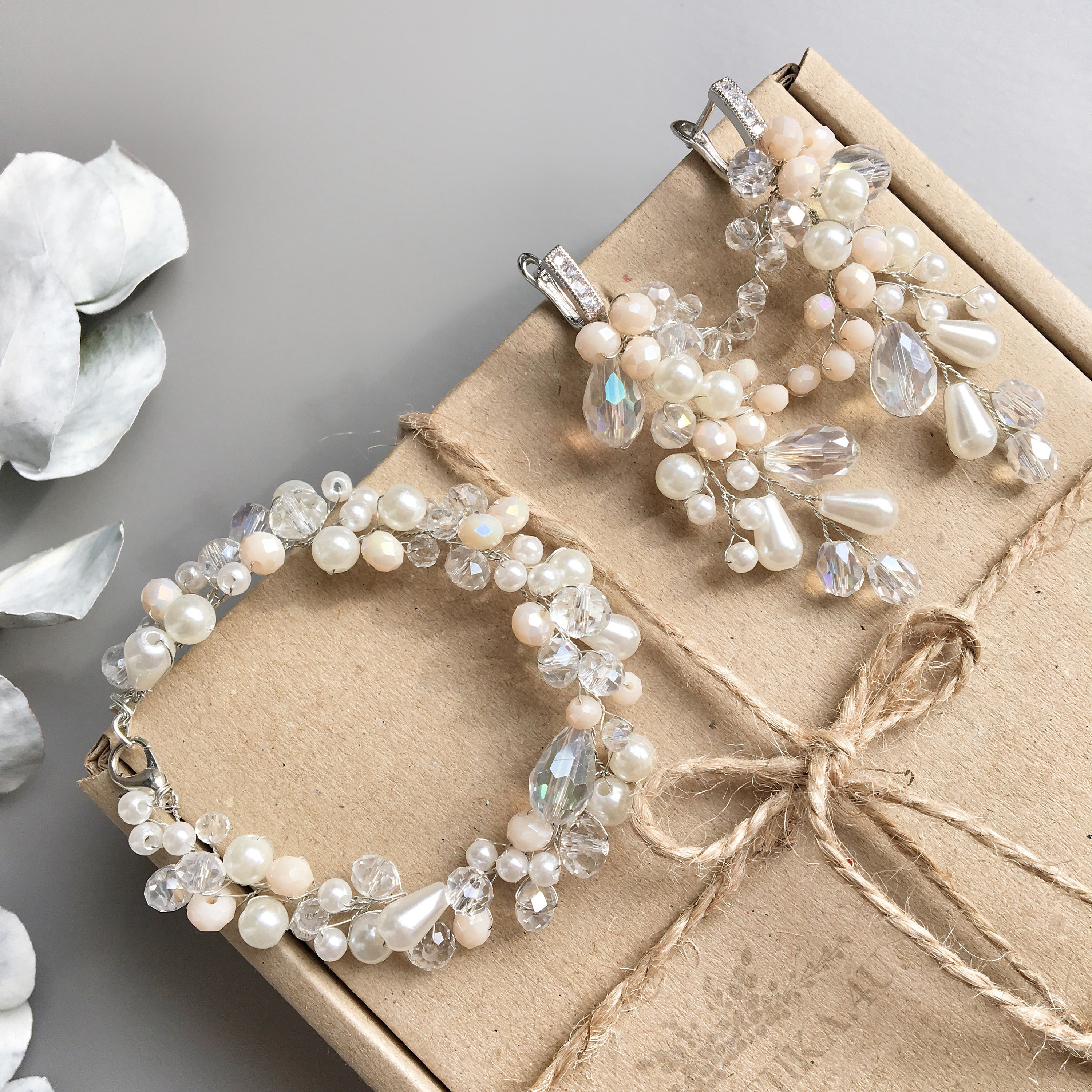 Ensemble de bijoux de mariage ivoire peigne de cheveux Etsy
