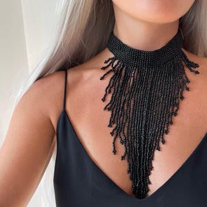 Collar de cuentas negras, gargantilla gótica, joyería de brujas, gargantilla de vampiro, collar de reina malvada gótica, collar con colgante grande, cosplay, hada oscura