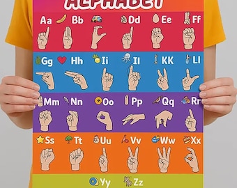 American Sign Language ASL Alphabet Number Flashcards Classroom Printable Digital Download