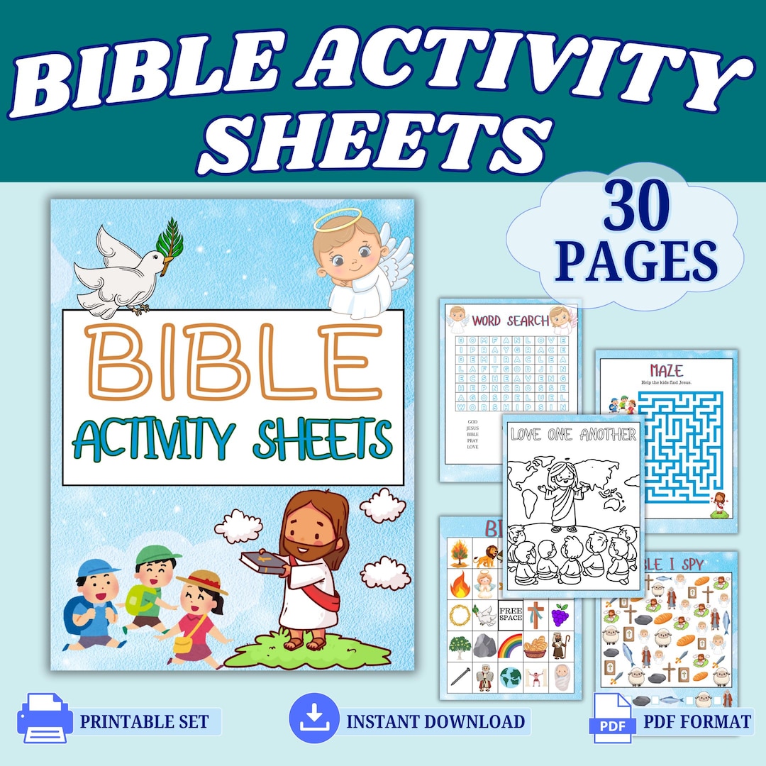 Kids Bible Activity Sheets Printable Christian Coloring Pages Games ...