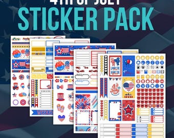 Stickerset 4 juli: patriottische planner-plakboekontwerpen (pdf-download)