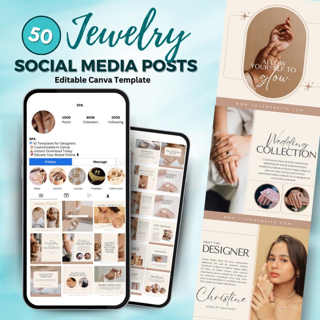 Jewelry Social Media Templates | Canva Bundle for Jewelers, Promotion ...