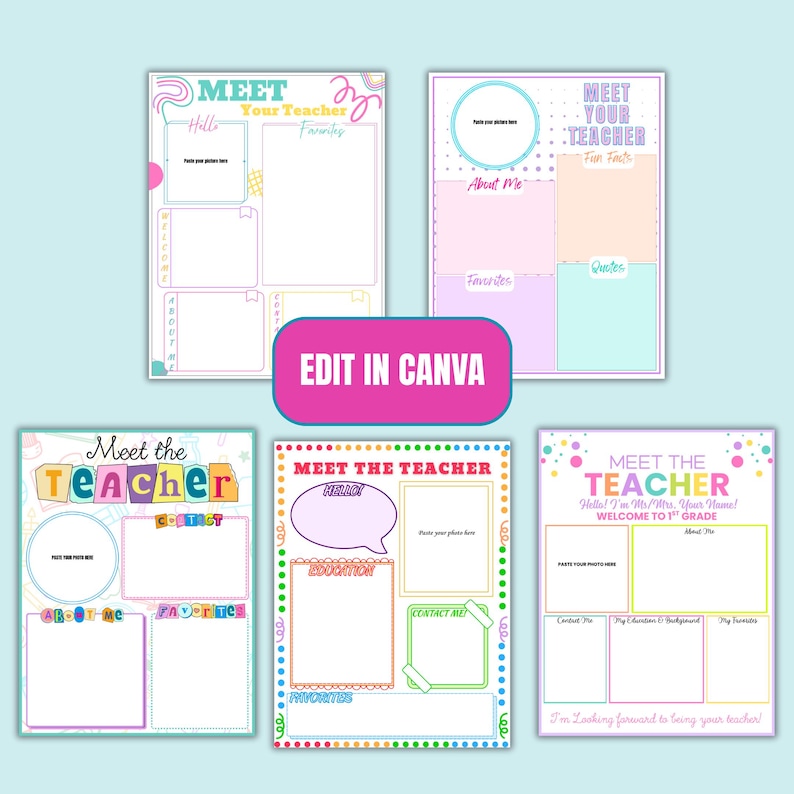 Meet Teacher Template All About Me Canva Editable Intro Slide Etsy