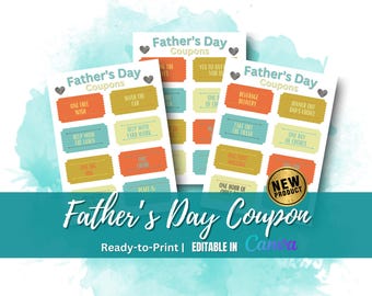 DIY Father&#39;s Day Coupons Printable PDF – Heartfelt Gift to Create Lasting Memories with Dad, Instant Download
