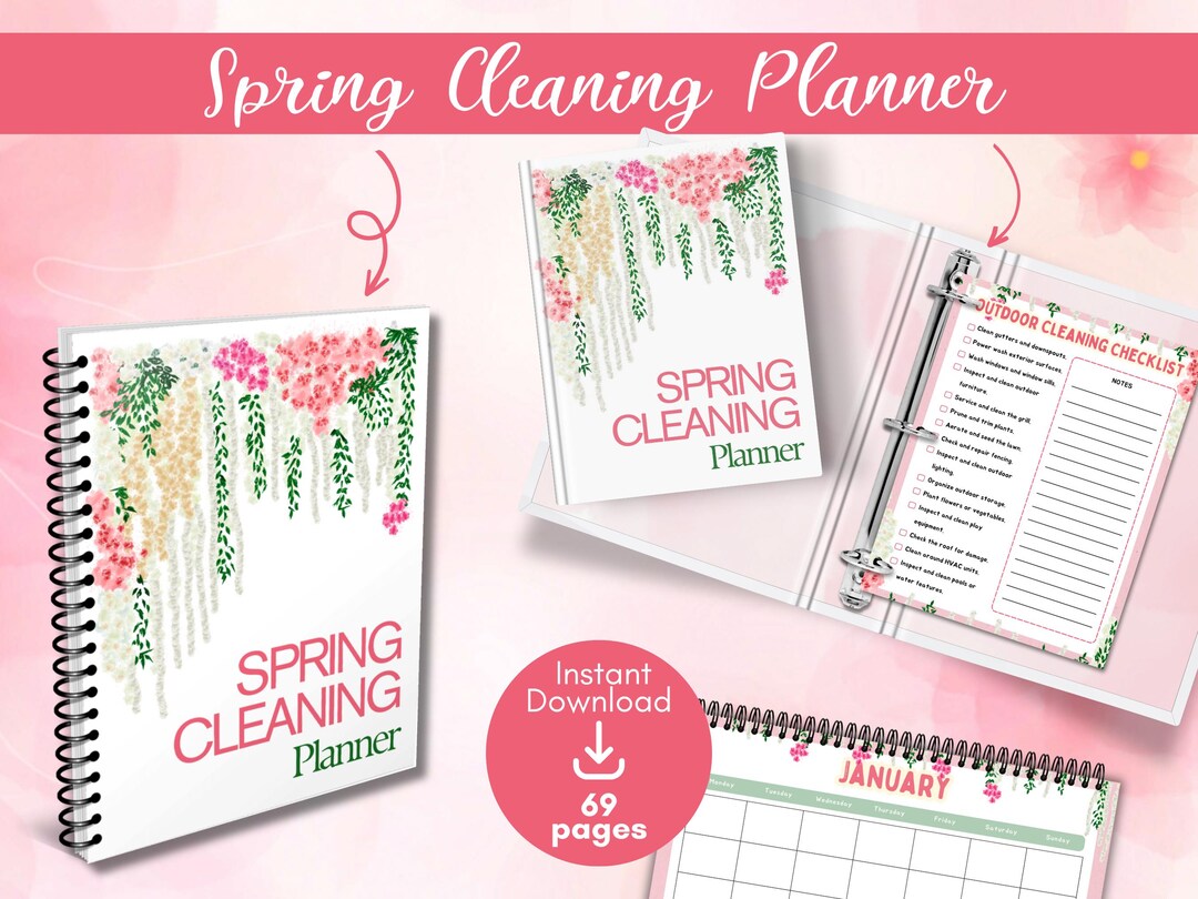Spring Cleaning Planner | Ready-to-print Checklists & Monthly Calendar ...