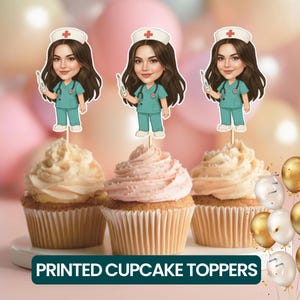 Doctor Nurse Face Cupcake Toppers Custom Party Decorations Personalized Medical Theme