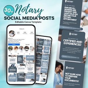 Notary Social Media Templates Canva Marketing Kit for Mobile Notaries & Signing Agents | Social Media Post Bundle for Notary Business Growth