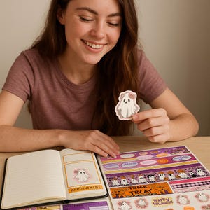 Halloween Planner Stickers: Spooky Icons & Labels (Printable PDF+PNG Bundle)