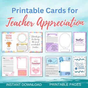 Teacher Appreciation Thank You Card: Printable DIY Note (Instant Download)