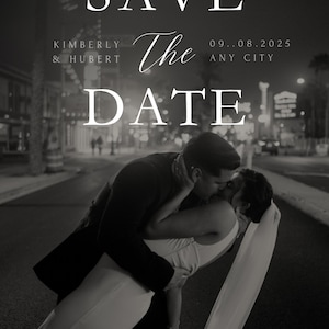 Elegant Black & White Wedding Save the Date Template (Digital Download)